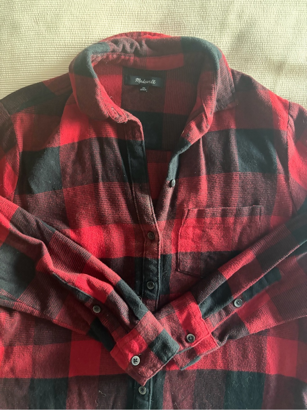 Madewell Red and Black Buffalo Plaid Button-Down Shirt